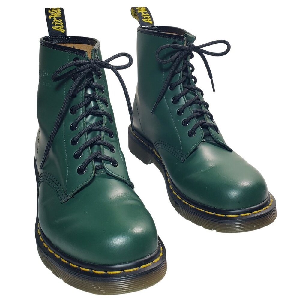 Dr. Doc Martens 1460 Green Smooth Leather Boots -- US size 9 for women or 8 men